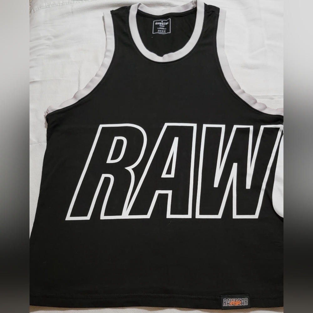Black and White Mens Pre Owned Raw Gear Tank Top
